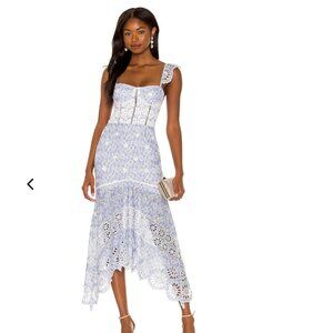 Irma Eyelet Midi Dress, Karina Grimaldi, S, worn once, blue paisley, Revolve